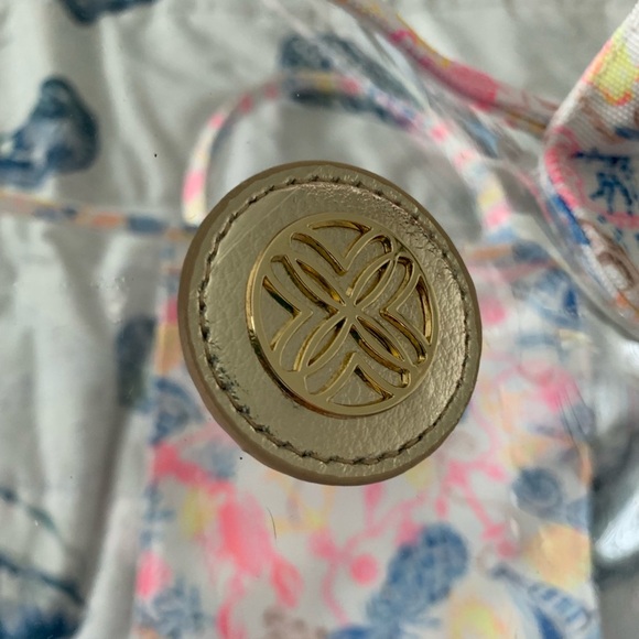 Lilly Pulitzer Pink and Yellow Floral Transparent beach bag tote - Picture 3 of 4